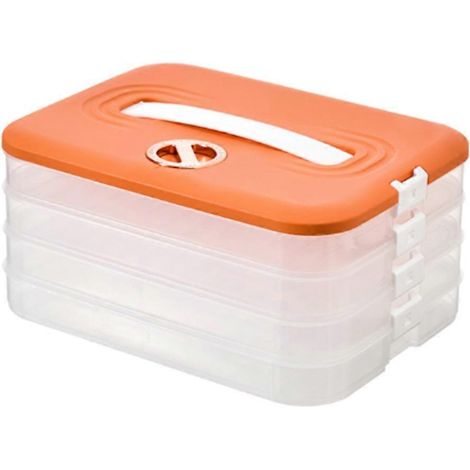 Ravioli-Box, Aufbewahrungsbox, Gefrierbox für den Kühlschrank, mehrstöckige Ravioli-Box, Schnellgefrier-Ravioli-Box, orange (1/5)