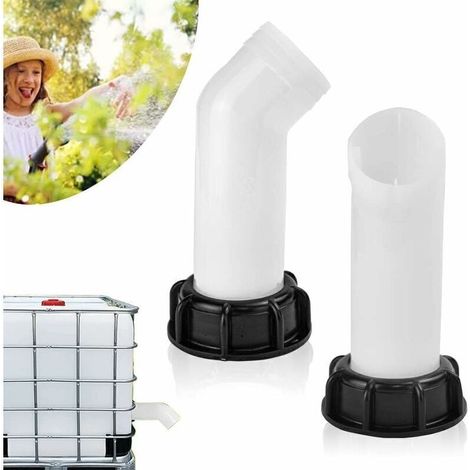 2 Pcs Buse de Réservoir d'eau Valve Bouchon de Robinet IBC Bec de Vidange avec Écrou Rallonge de Tuyau de Bec Raccord de Vanne Extension pour Raccords de Tuyaux d'eau de 1000L Pluie Arrosage (1/4)