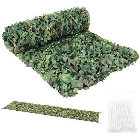 Red de camuflaje de 2x5 m, impermeable, con 100 cintas de sujeción.