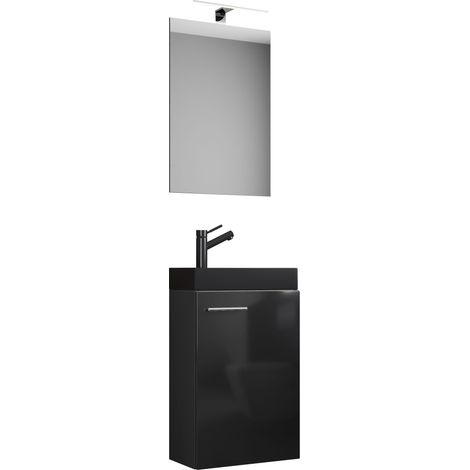 Lavabo 3tlg Slito SP stretto Nero 130x41x22 - VCM