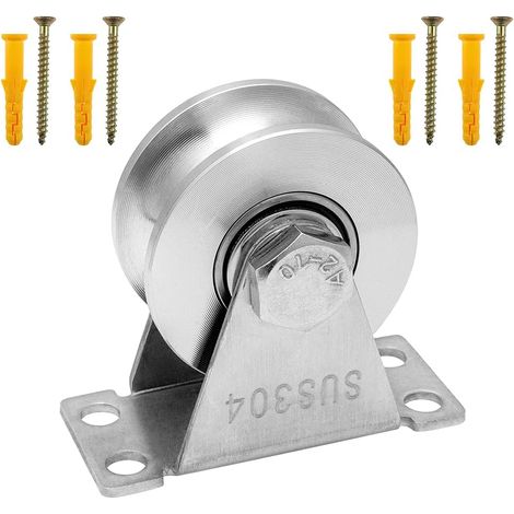 Roue de poulie de câble, bloc de poulie en acier inoxydable de type U, bloc de poulie simple, roulement silencieux, rainure coulissante (1 pièce) (1/5)