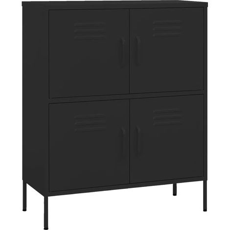 Armario de almacenamiento moderno con 2 estantes ajustables 80 x 35 x 101,5 cm acero negro 020046833 (1/5)