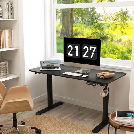 MEUBLIV Bureau assis-debout électrique 140x70 cm noir – anti-collision, réglages mémoire (1/5)