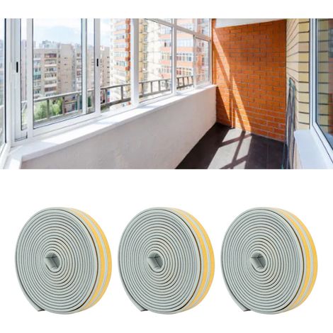 6 bandes d'étanchéité de 923000 mm, outils de calfeutrage, bandes auto-adhésives pour joints de fenêtres et de portes, grises. (1/5)