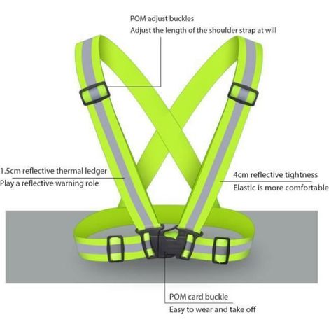 GILET DE SECURITE Taille Jaune Gilet rflchissant de scurit pour vlo vtements de course de nuit bretelles GILET DE SECURITE (1/4)
