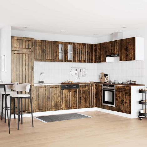 Armoire de cuisine-Meuble de cuisine-Meuble de rangement Lucca 2 pcs Marron 80 x 46 x 81.5 cm 548775 (1/5)