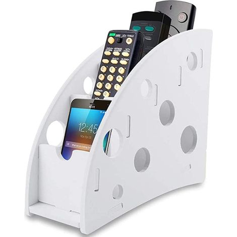 Boîte de rangement pour stylos et crayons en plastique et bois, support mural, organiseur multimédia amovible, boîte de rangement blanche (1/5)