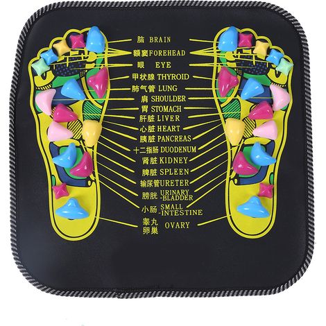 Tapis de massage réflexologie plantaire pierres noires antidouleur pieds (1/5)