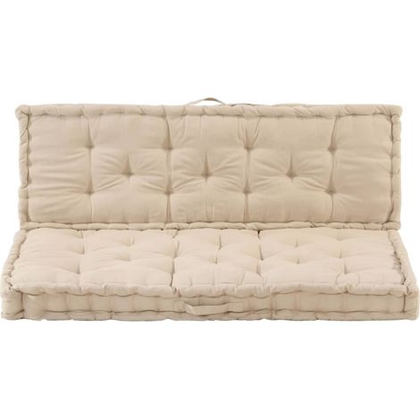 Coussins de plancher de palette lot de 2 Coton Beige CFW25127 (1/5)