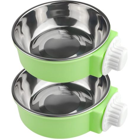 Lot de 2 Gamelles Acier Inoxydable Suspendre, Amovible Nourriture Eau, Cage Oiseaux Lapin