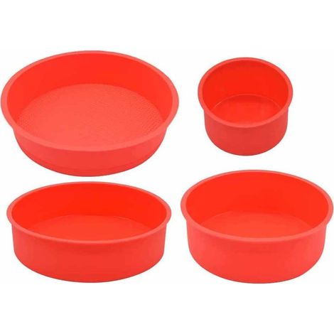 Moule À Gâteau Rond - Silicone Alimentaire - Résistant De -20 À 230 °C - Lot De 4 Diamètres 10 cm 15 cm 20 cm 25 cm (1/5)