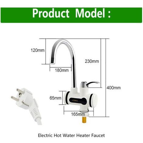 Robinet électrique 220 V avec chauffe-eau instantané, 3000 W, affichage de la température LED, chauffe-eau pour cuisine, salle de bain, eau instantanée (dessous, grand) (1/5)