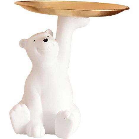Plateau à bijoux avec figurine d'animal, centre de table, statue d'ours polaire, boîte de rangement (1/4)