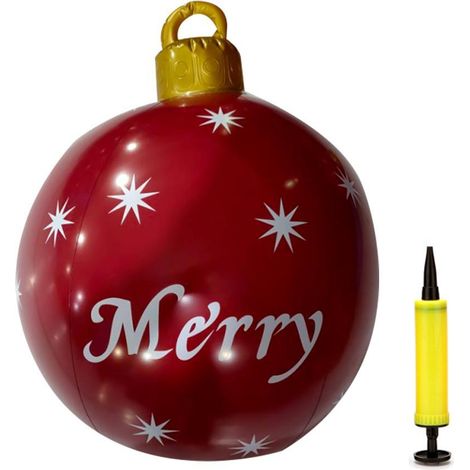 Boule de Noël Gonflable PVC 60cm - Décoration Extérieure pour Jardin et Piscine - Ballon Imprimé Thème Fêtes (1/5)