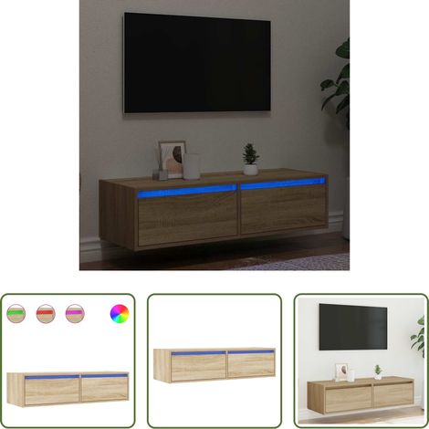 LED-Leuchten - TV-Schrank mit LED-Leuchten Sonoma-Eiche 100x35,5x25 cm (1/5)