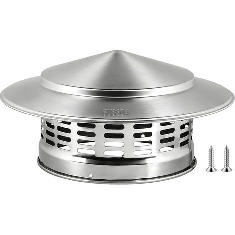 Ø 160mm Chapeau de Cheminée Rond en Acier Inoxydable, Chapeau de Pluie de Toit, Capot de Cheminée, Protection Contre les Intempéries Ventilation, Empêche les Feuilles et Animaux d'Entrer (1/5)