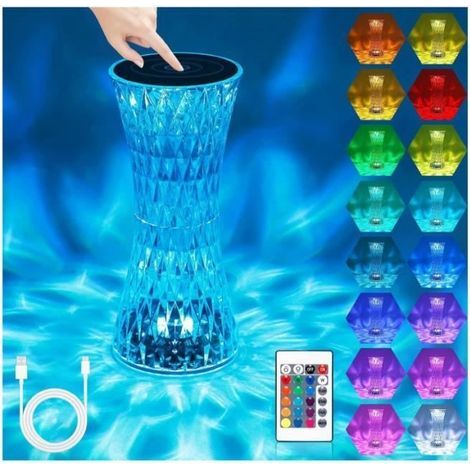 (Rose)Lampe de table - Acryl - Lampe en cristal LED - 16 couleurs - Dimmable - Rechargeable USB (1/4)