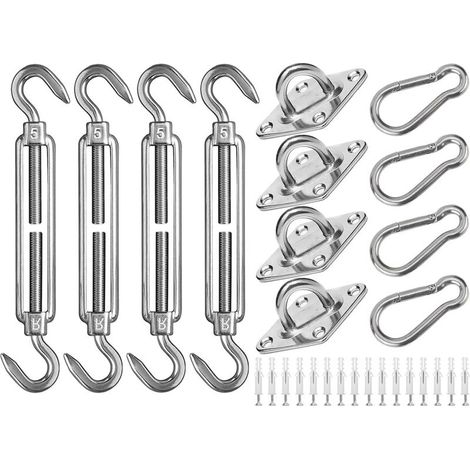 Kit de fixation pour voile d'ombrage, kit de fixation M5 en acier inoxydable pour voiles d'ombrage rectangulaires et carrées, pour jardin et pelouse, 44 pièces (1/5)