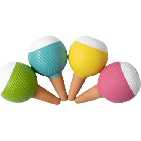 Pflanzenwasserspender, 4 Stück, Pflanzenbewässerungskugel mit 4 Kappen, Pflanzenbewässerungskugeln, selbstbewässernde Spikes, Terrakotta, hält die Bodenfeuchtigkeit 3–7 Tage lang aufrecht