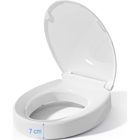 Abattant WC surélevé à fermeture douce de 7 cm, ovale, libération rapide pour une installation et un nettoyage faciles – Siège de toilette surélevé pour personnes âgées, handicapées (1/5)