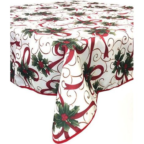 Tovaglia antimacchia decorazioni natalizie tavola di natale cm 140 180 240 300 3 - MISURA: Tovaglia 140x180 cm (1/5)