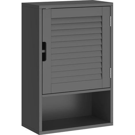 Armadietto Bagno a Parete 40x20x60 cm con Ripiano Regolabile e Anta Ammortizzata in MDF Nero (1/5)