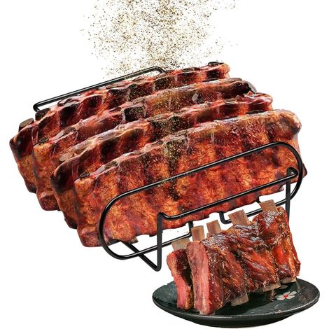 Support de nervures pour barbecue - Accessoire de barbecue - Passe au lave-vaisselle - Support de rôtissage en acier au carbone pour barbecue - Pour se reposer et cuisiner - Pour barbecue, cuisine (1/5)