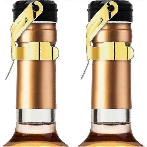 Bouchon de champagne, lot de 2 bouchons en acier inoxydable pour bouteilles de champagne, cava, prosecco et vins mousseux (doré) (1/5)
