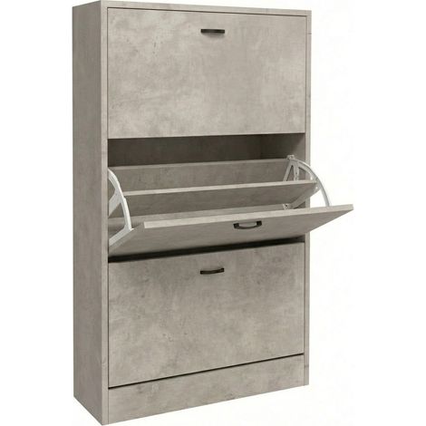 Scarpiera Salvaspazio Mobile Ingresso Slim Armadietto Scarpe 63x24x115 cm Cemento