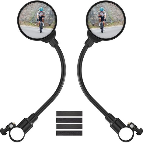 (Noir)2 Pièces Retroviseur Velo, 360° Réglable Retroviseur Trotinette Electrique, Rétroviseur Vélo Guidon pour Guidon 2232mm, Convexe Rétroviseurs, Rond HD Miroir pour Scooter Électrique