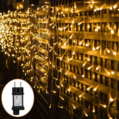 Jiubiaz Catena luminosa LED 10 m 100 LED bianco caldo, 8 modalità, memoria, cavo 5 m, IP44, cavo bianco, per Natale, giardino, balcone, terrazza, feste e casa (1/5)