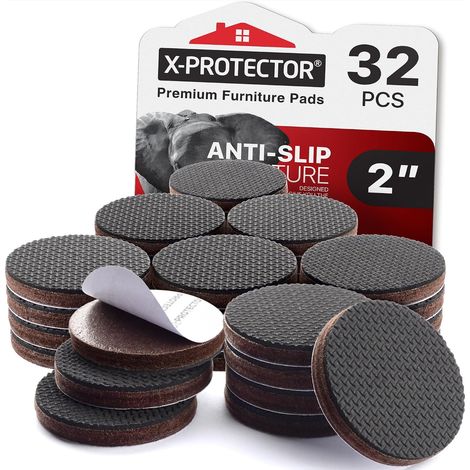 Set mit 32 Antirutschpads – Rund, 5,1 cm – Gummi und Filz – Bodenschutz und Stabilität – Für schwere Möbel (1/5)