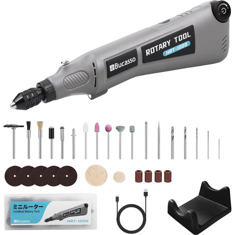 Kit d'outils rotatifs à vitesse variable avec mandrin universel 2.0 de 1/50'' 1/8'', outil rotatif sans fil lumière LED, électrique polyvalent pour le ponçage, polissage, perçage - (1/5)