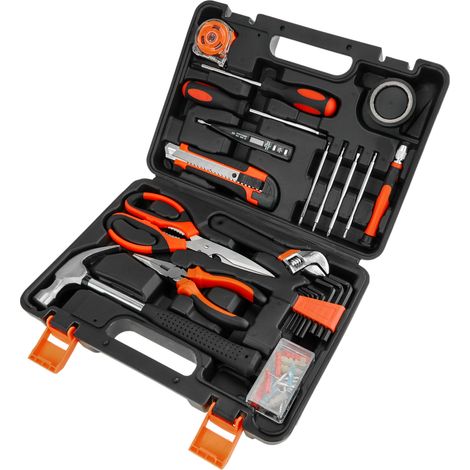 PrimeMatik - Coffret d'outils de base de 17 pièces. Tournevis, pince, marteau, ruban à mesurer, etc. (1/5)