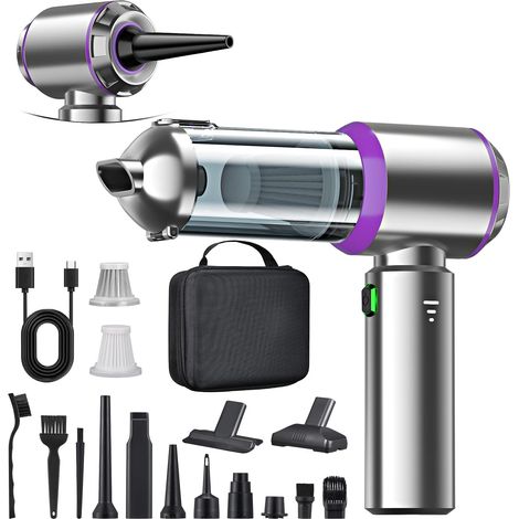 Aspirateur à main sans fil, aspirateur à main 4 en 1, aspirateur de voiture 28000PA, mini aspirateur 3 vitesses 240 000 tr/min pour voiture, cuisine, PC, canapé, bureau (1/5)