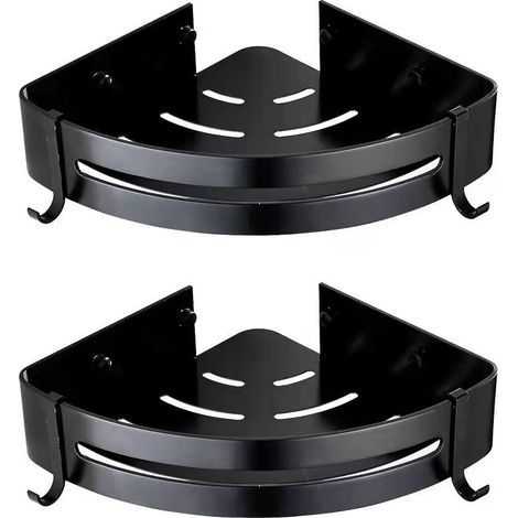 2 schwarze Duschablagen, kein Bohren erforderlich, Badezimmerregal, Duschablage (1/4)