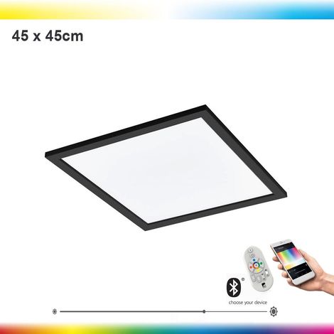 Plafonnier LED EGLO connect Salobrena-C, plafonnier 1 lampe en aluminium et plastique noir, blanc, avec télécommande, changement de température de couleur (chaud - froid), RVB, dimmable, L x l 45 cm (1/5)