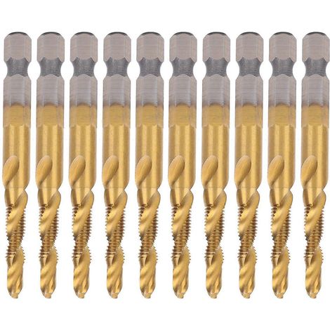 10 Stück Gewindebohrer HSS 6.1 Sechskant-Vierkantschaft Ti-beschichtet M5 Hardware Handwerkzeuge