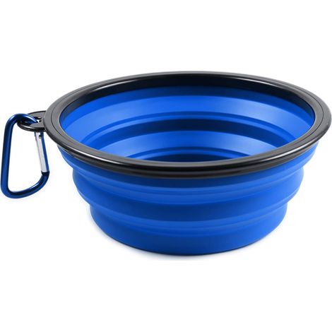 Bleu XL 1000 ML Gamelle de Voyage Pliable en Silicone pour Chien et Chat avec Mousqueton (1/4)