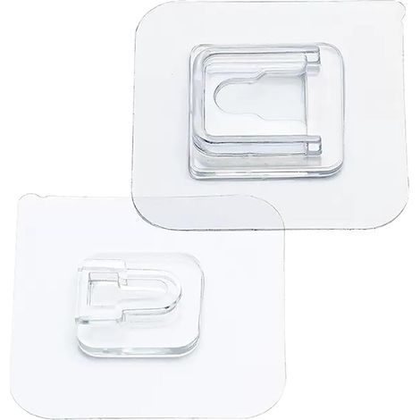 Double-Sided Adhesive Hooks, 6 x 6 cm Transparent Acrylic Adhesive Wall Hooks, Strong Hold, No Drilling Required, Traceless Removal for Bathroom, Kitchen, Shower, Decoration (1/5)