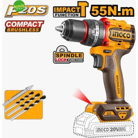 Kit Ingco Trapano percussione Brushless + caricabatterie+2 batterie (1/2)
