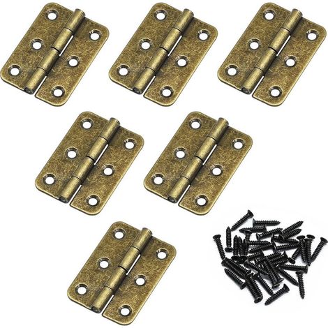 Set mit 6 Retro-Klapptürbändern, 5,1 cm dicke Holztürbänder mit 38 antiken Scharnierschrauben für Beschläge, Schränke, Türen, Schubladen usw. (Antikbronze) (1/5)