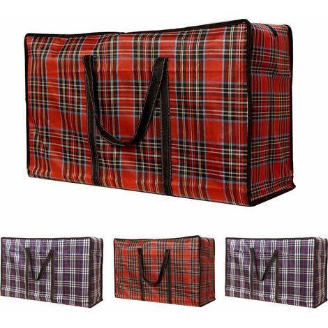 4 Pièces Sac déménagement, Oxford Sac de Rangement Vetement Sac Cabas Grand - Réutilisable Sacs à Linge Laundry Storage Bags Zipper Bag (bleu rouge) (1/5)