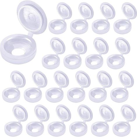 200pcs (Blanc) Capuchons de Vis à Charnière, Cache Vis Bouchon Plastique Couvercles à Vis Rabattables Cache Trou pour Décoration de Maisons, Armoires (1/4)