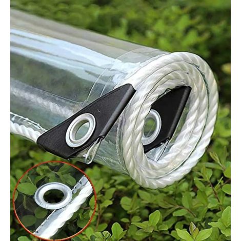 Bâche en PVC Topchances, transparente, 1,5 m x 2 m, imperméable, avec œillets, résistante, 0,39 mm d'épaisseur, 365 g/m², pliable, protection contre la pluie pour mobilier de jardin, plantes, serre, a (1/5)