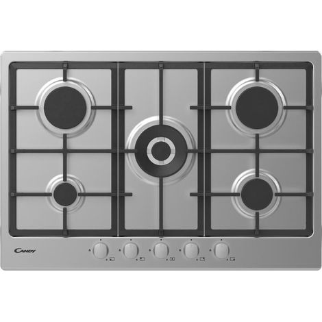 Candy CHG74WX Plaque de cuisson encastrable 75 cm Gaz 5 feux Inox