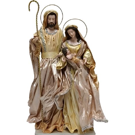 Natività in blocco con vestiti Tessuto H 69 Decorazione Natalizia Sacra Famiglia presepe GRANDE Colori raffinati - Maria Giuseppe e bambin Gesù  Elegante idea regalo per natale