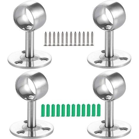 4Pcs Support pour Tringle à Rideau, Support de Tube Penderie, Support D'extrémité de Tige, Support de Tige de Suspension, pour Support de Garde-Robe, Tringle à Rideaux, Tringle à Vêtements (1/5)