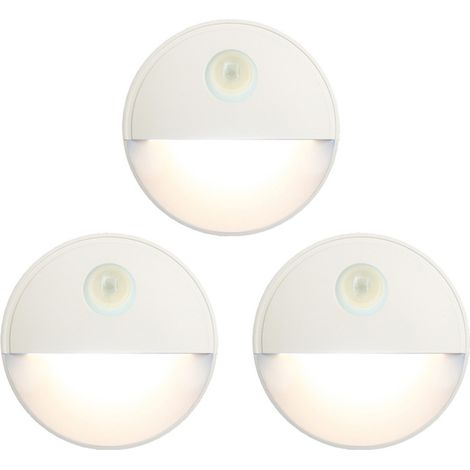 Détecteur De Mouvement Lumière De Nuit - Capteur Optique 120° - 20 Lm - 3 Pièces - Pour Placard Salle De Bain Chambre Couloir Escalier (1/5)