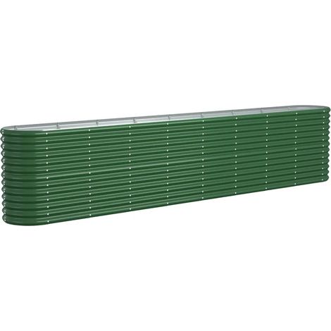 Lit surélevé de jardin ovale grand espace extérieur 332 x 40 x 68 cm en acier enduit de poudre vert